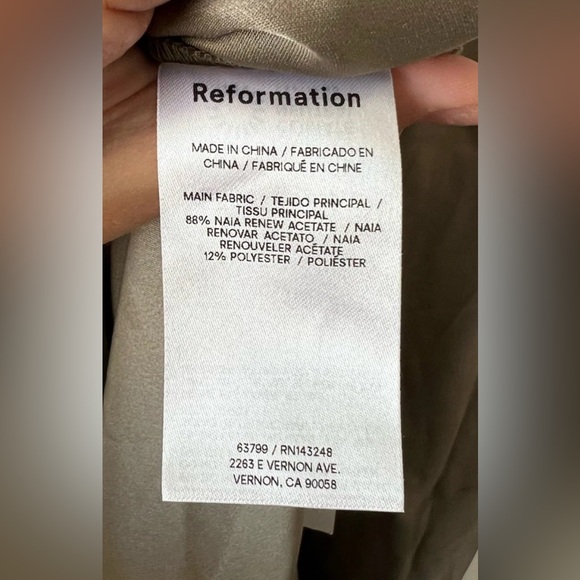 Reformation Satin Elegant Taupe  stylish dress - Picture 4 of 6